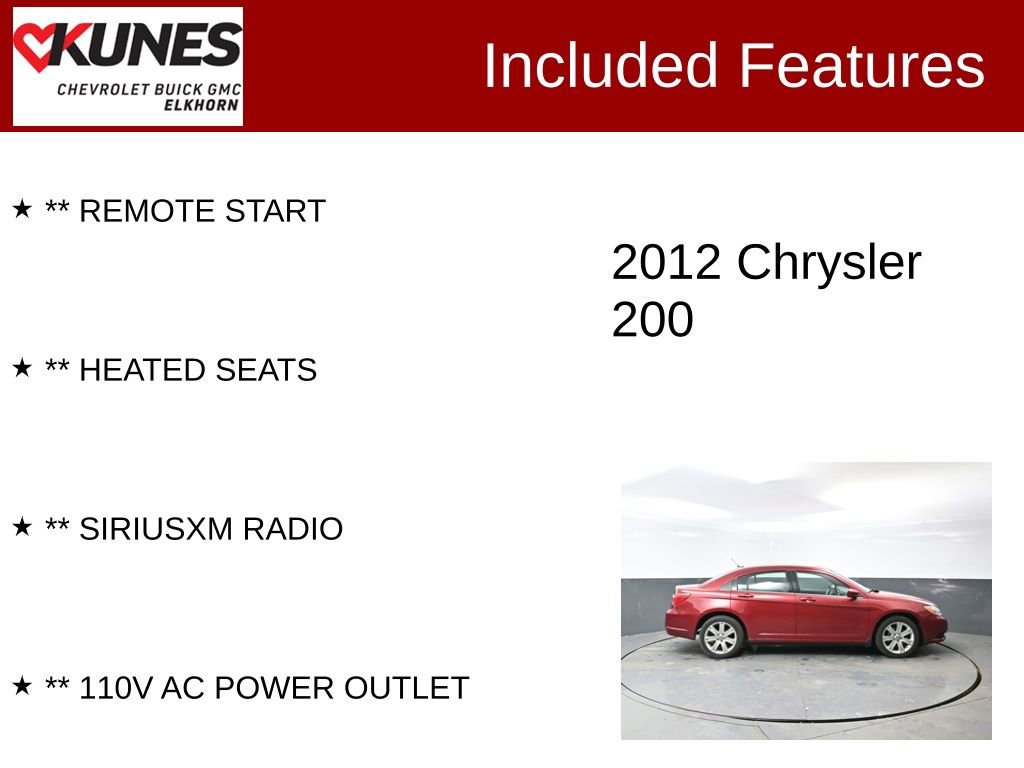 Used 2012 Chrysler 200 Touring w/ Cold Weather Group image 2