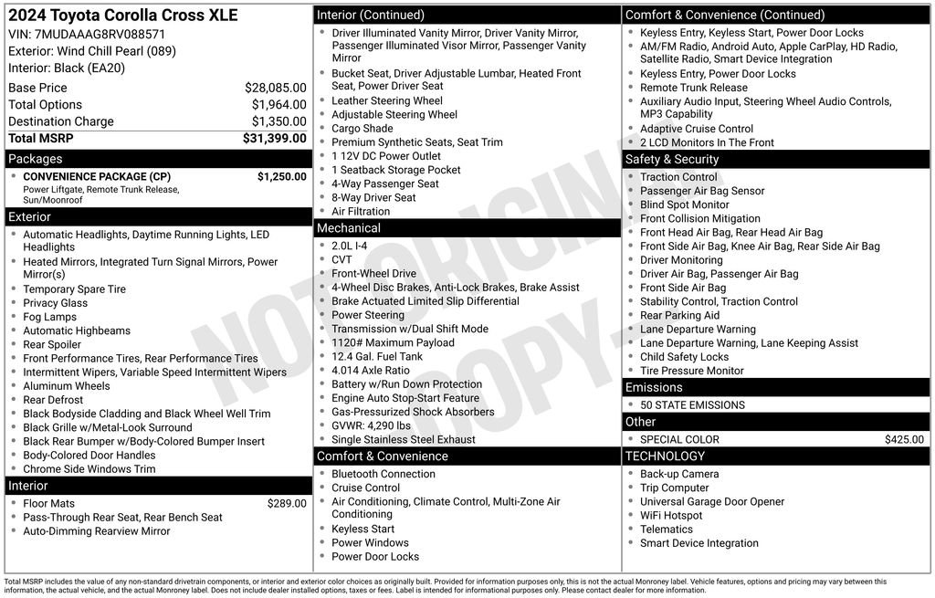 Used 2024 Toyota Corolla Cross XLE w/ Convenience Package image 6