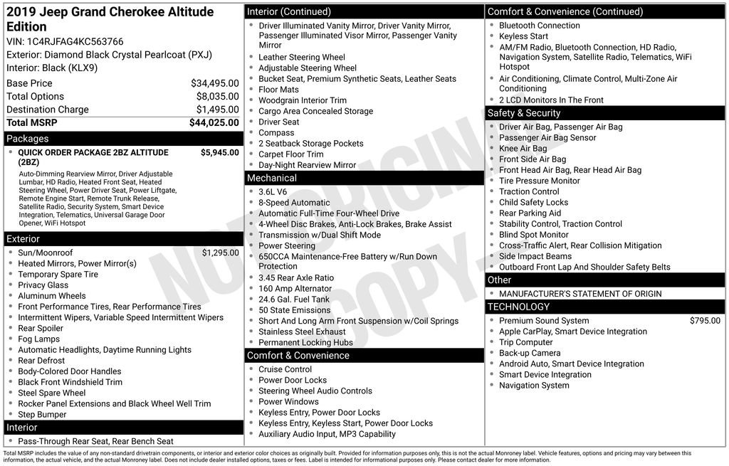Certified 2019 Jeep Grand Cherokee Altitude AWD/4WD image 42