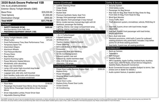 Certified 2020 Buick Encore Preferred w/ Safety Package AWD/4WD image 6