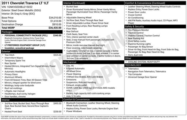 Used 2011 Chevrolet Traverse LT w/ Personal Connectivity Package image 4