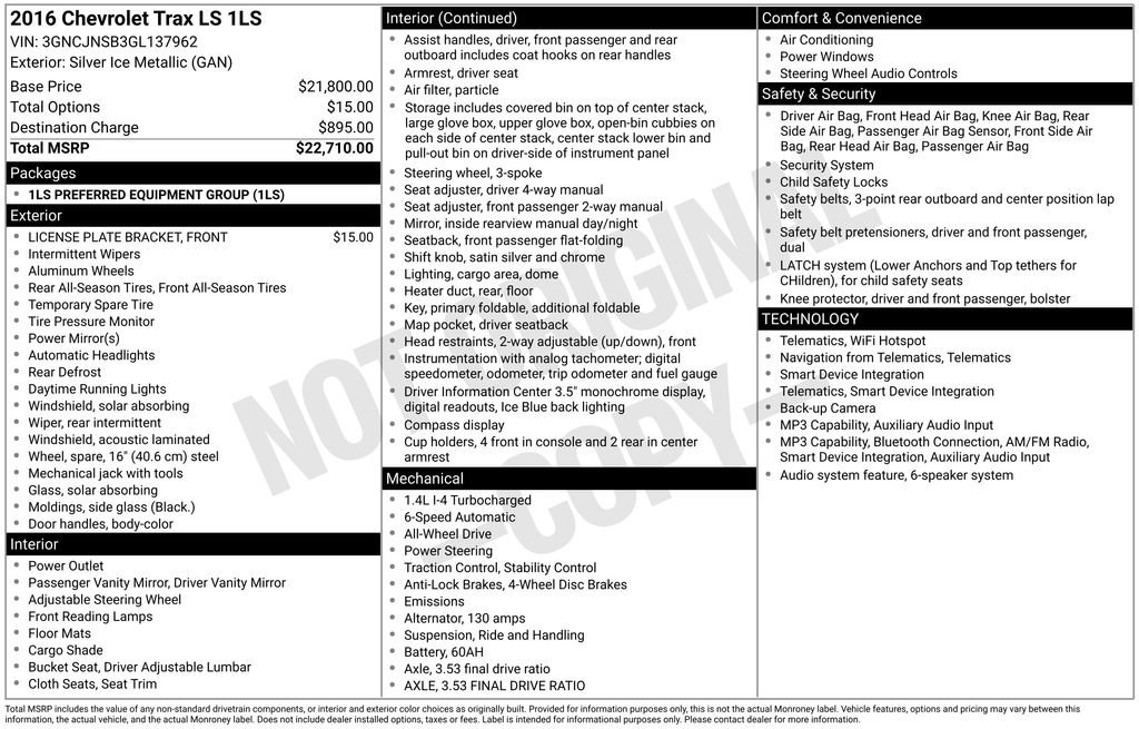 Certified 2016 Chevrolet Trax LS AWD/4WD image 5
