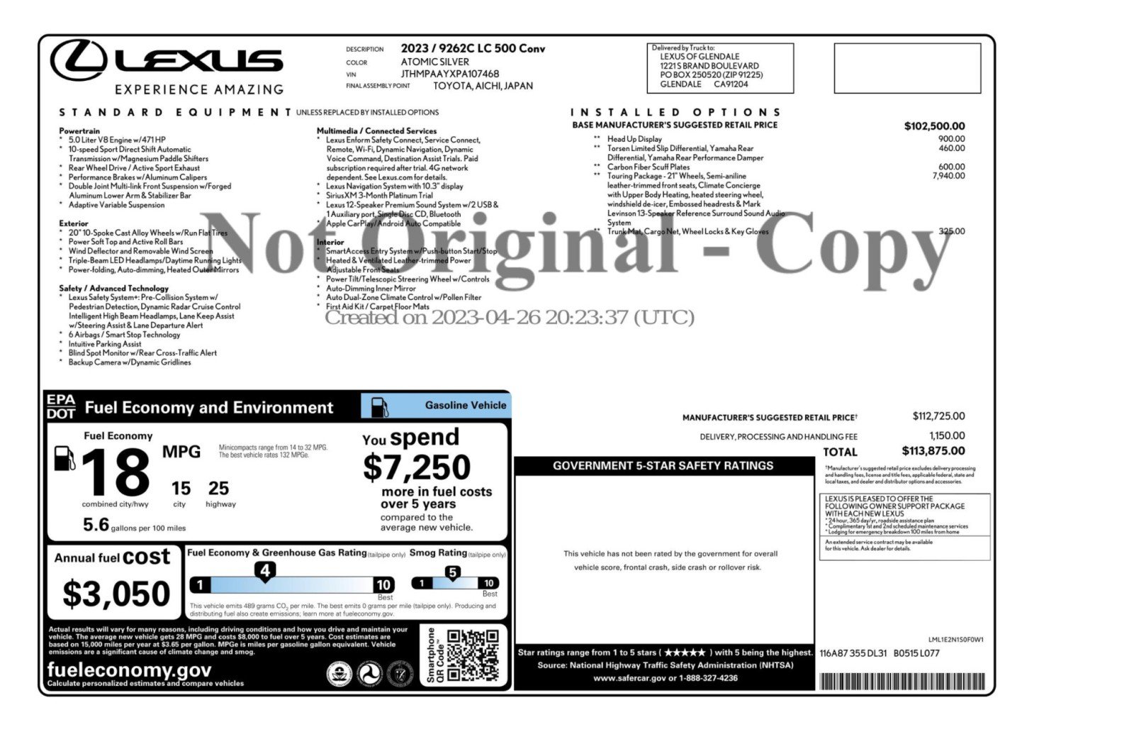 Used 2023 Lexus LC 500 Convertible image 55
