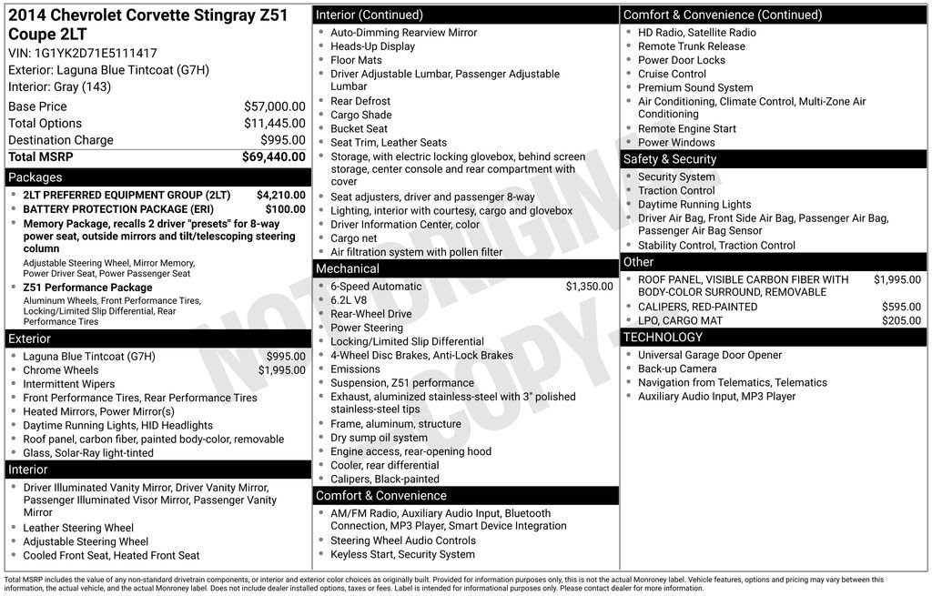Used 2014 Chevrolet Corvette Stingray Coupe w/ 2LT Preferred Equipment Group image 50