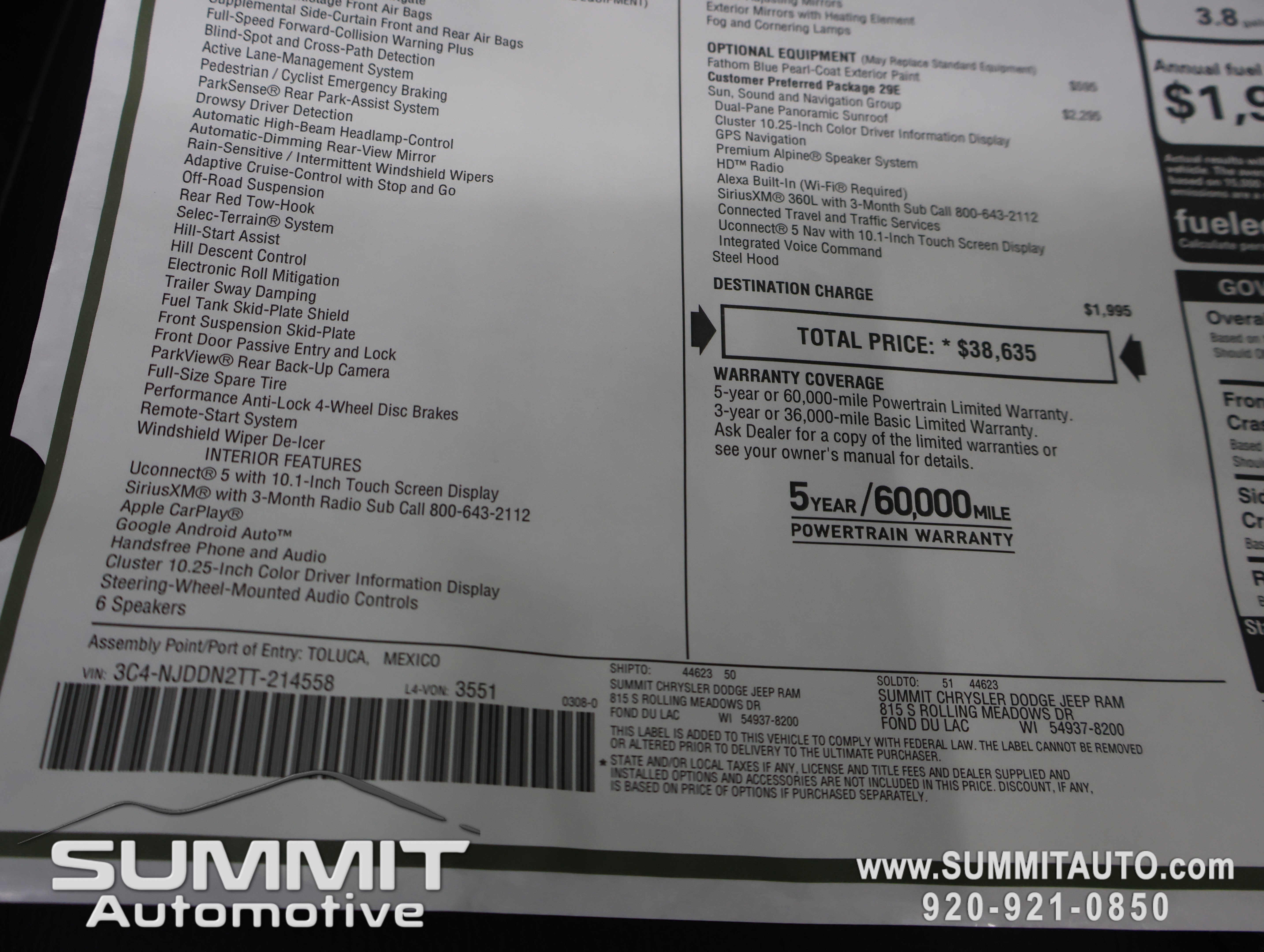 New 2026 Jeep Compass Trailhawk w/ Sun, Sound & Navigation Group image 36