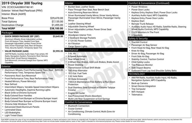 Used 2019 Chrysler 300 Touring w/ Quick Order Package 2EF RWD image 52