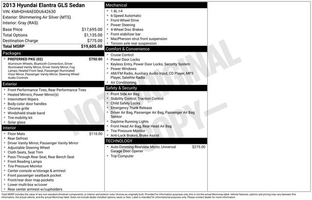 Used 2013 Hyundai Elantra GLS w/ Preferred Pkg image 15