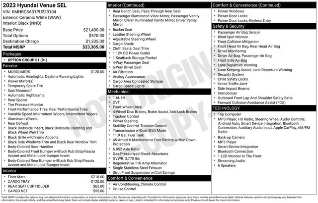 Used 2023 Hyundai Venue SEL FWD image 10