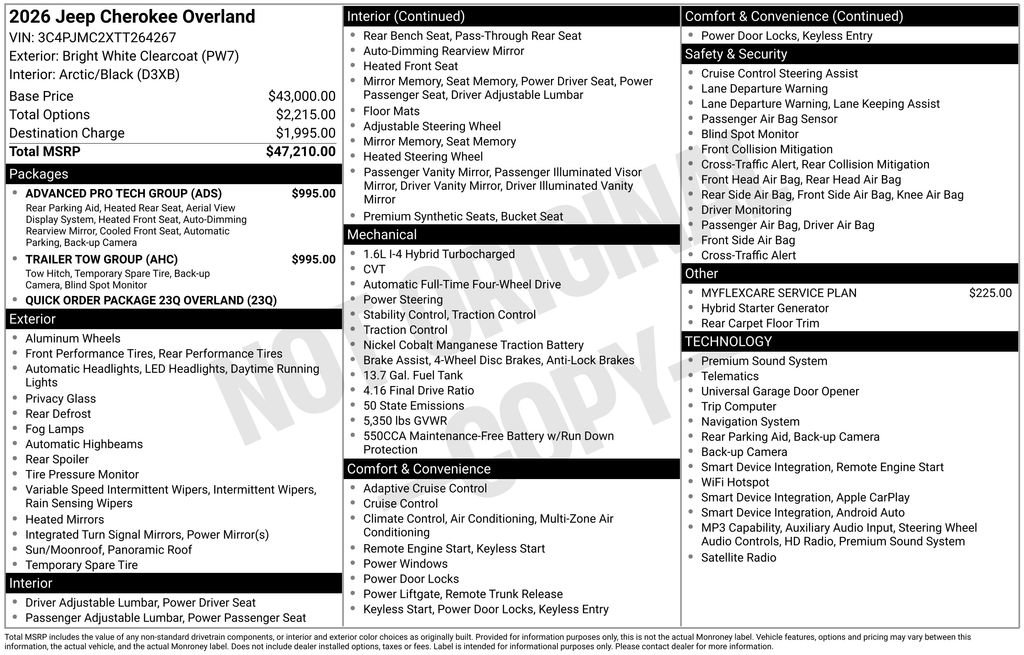 New 2026 Jeep Cherokee Overland w/ Trailer Tow Group AWD/4WD image 26