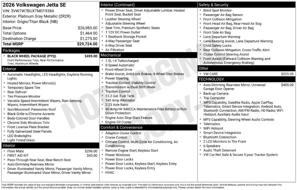 Used 2026 Volkswagen Jetta SE w/ Black Wheel Package FWD image 7