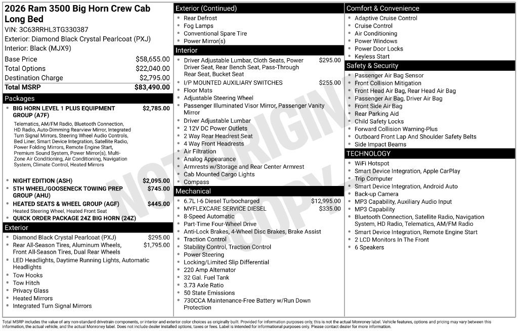 New 2026 RAM 3500 Big Horn AWD/4WD image 7