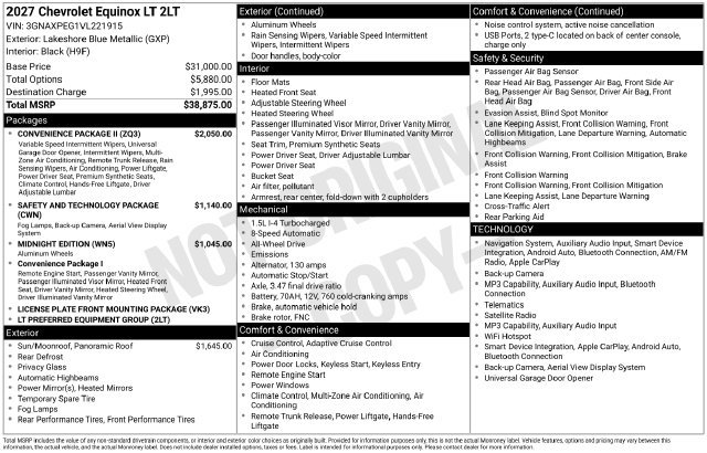 New 2027 Chevrolet Equinox LT w/ Convenience Package II AWD/4WD image 24