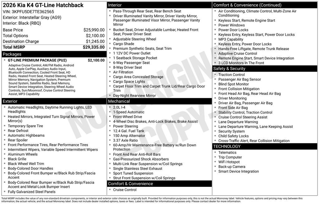 New 2026 Kia K4 GT-Line w/ GT-Line Premium Package FWD image 4
