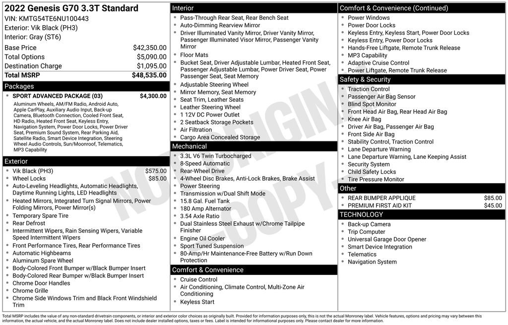 Certified 2022 Genesis G70 2.0T w/ Sport Advanced Package RWD image 24
