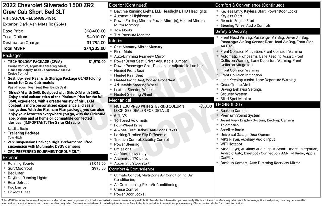 Used 2022 Chevrolet Silverado 1500 ZR2 w/ Technology Package AWD/4WD image 33