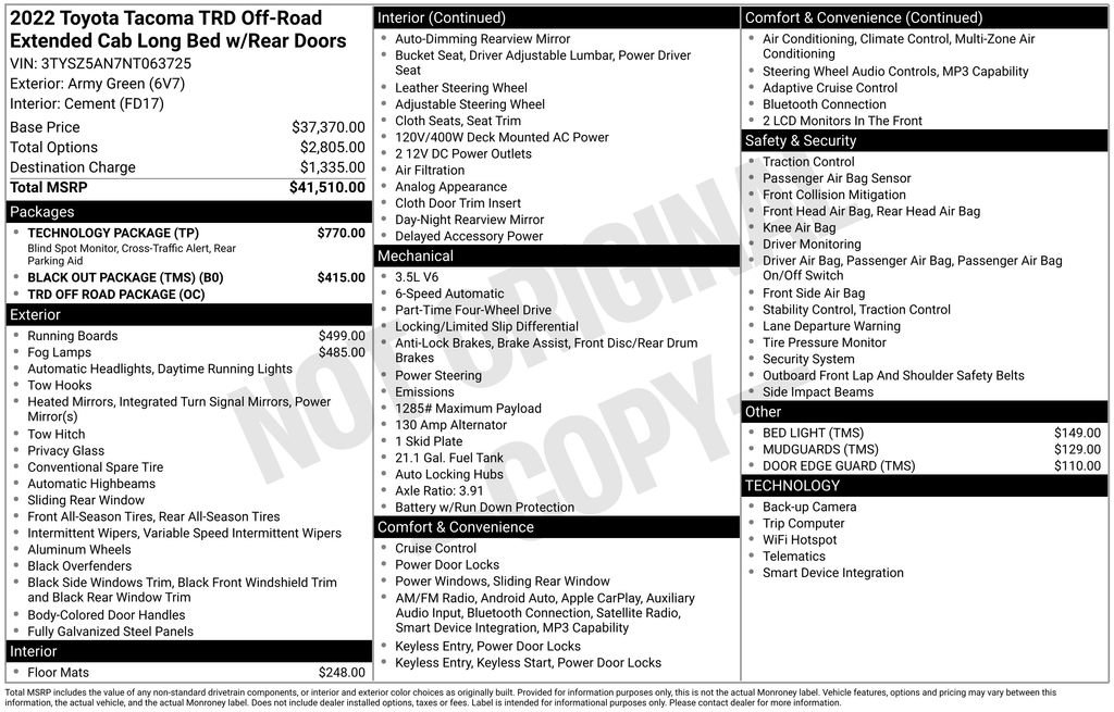 Used 2022 Toyota Tacoma TRD Off-Road w/ Technology Package image 2