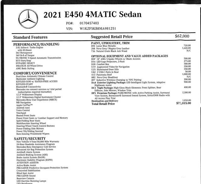 Used 2021 Mercedes-Benz E 450 4MATIC Sedan image 2