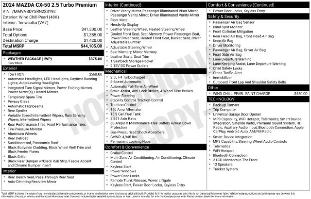 Certified 2024 MAZDA CX-50 AWD 2.5 Turbo w/ Weather Package image 35