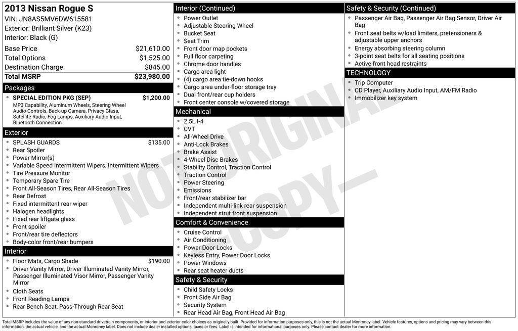 Used 2013 Nissan Rogue S w/ Special Edition Pkg AWD/4WD image 13