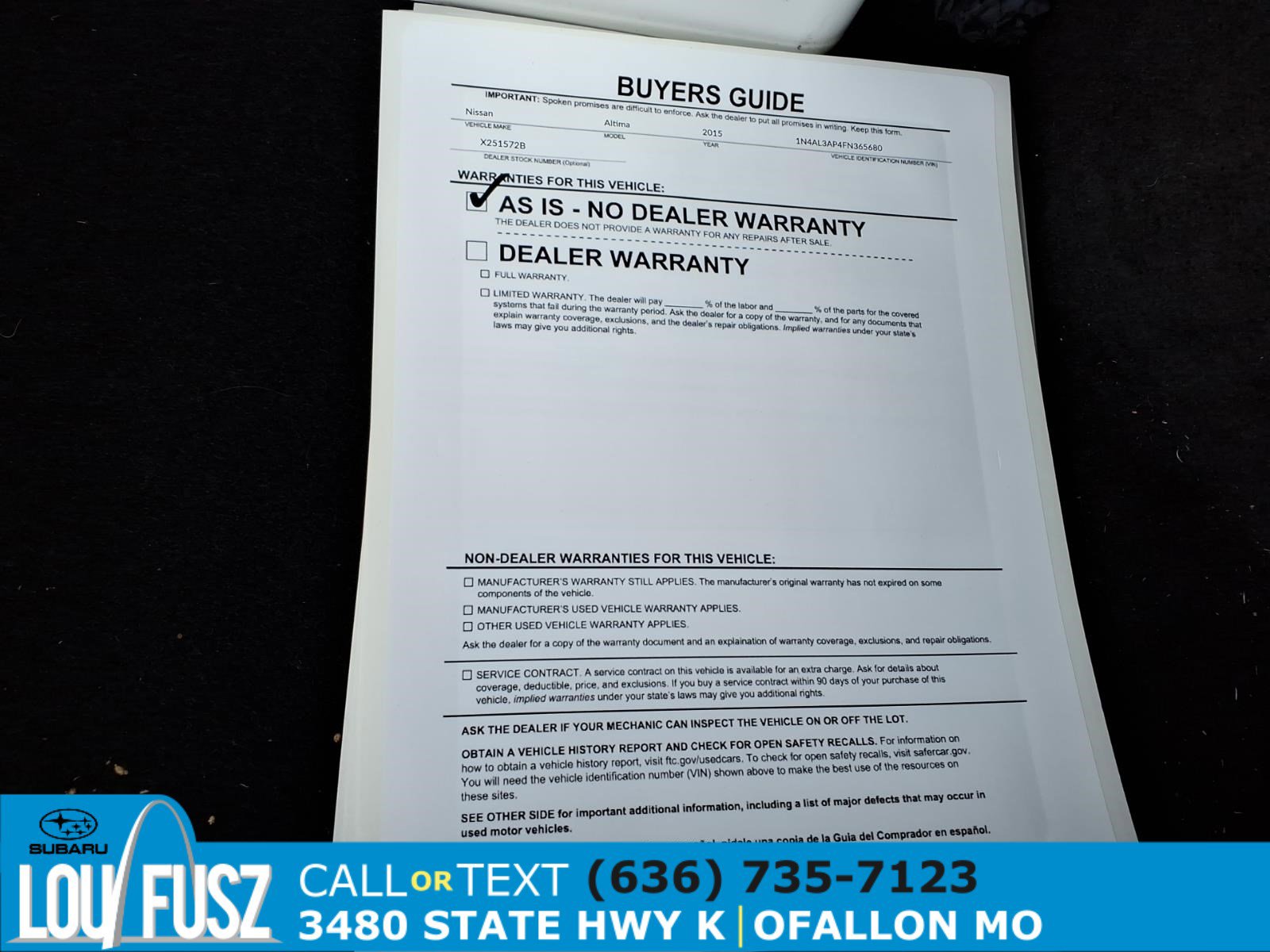 Used 2015 Nissan Altima 2.5 S w/ Power Driver Seat Package FWD image 33