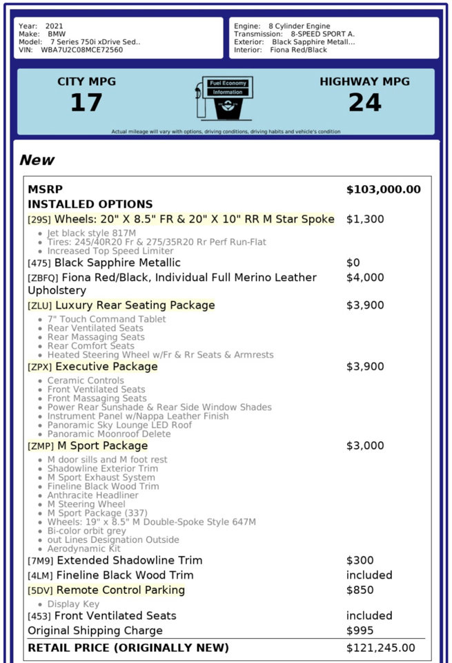 Used 2021 BMW 750i xDrive w/ Luxury Rear Seating Package image 4