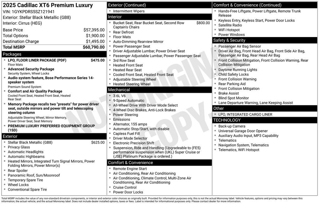 Certified 2025 Cadillac XT6 Premium Luxury w/ LPO, Floor Liner Package AWD/4WD image 37