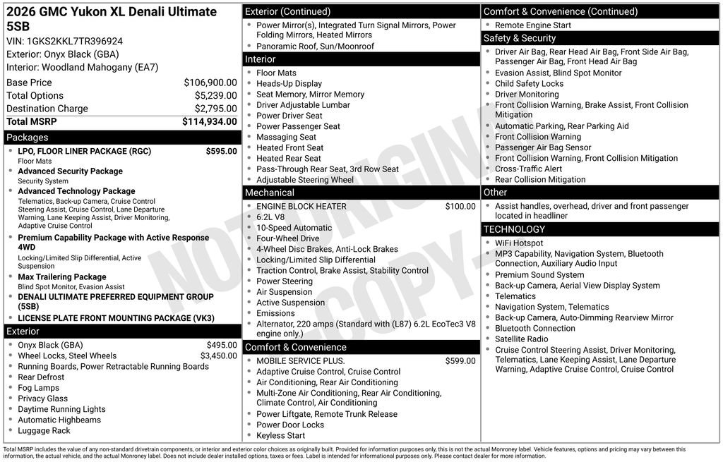 New 2026 GMC Yukon XL Denali Ultimate w/ LPO, Floor Liner Package AWD/4WD image 56
