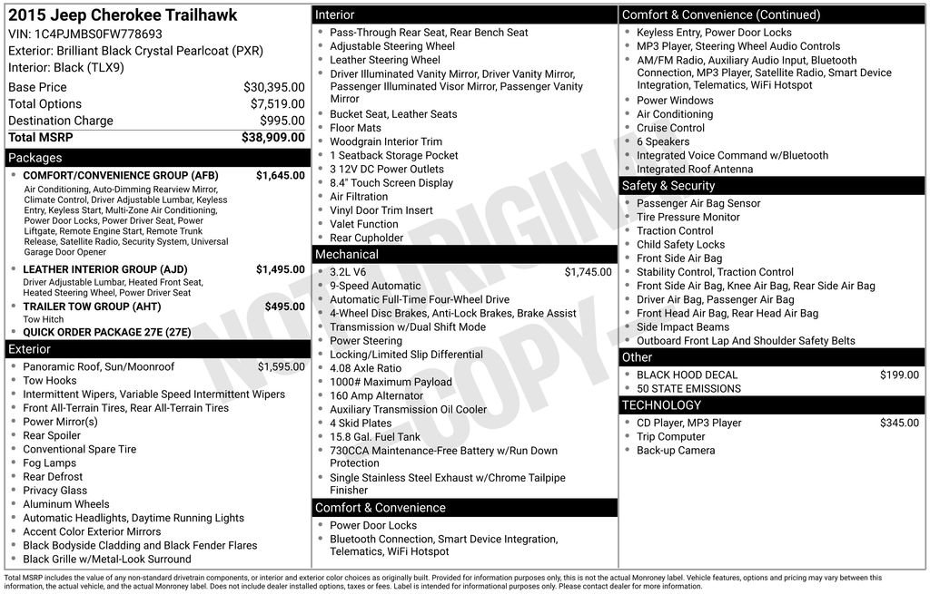 Used 2015 Jeep Cherokee Trailhawk w/ Comfort/Convenience Group image 6