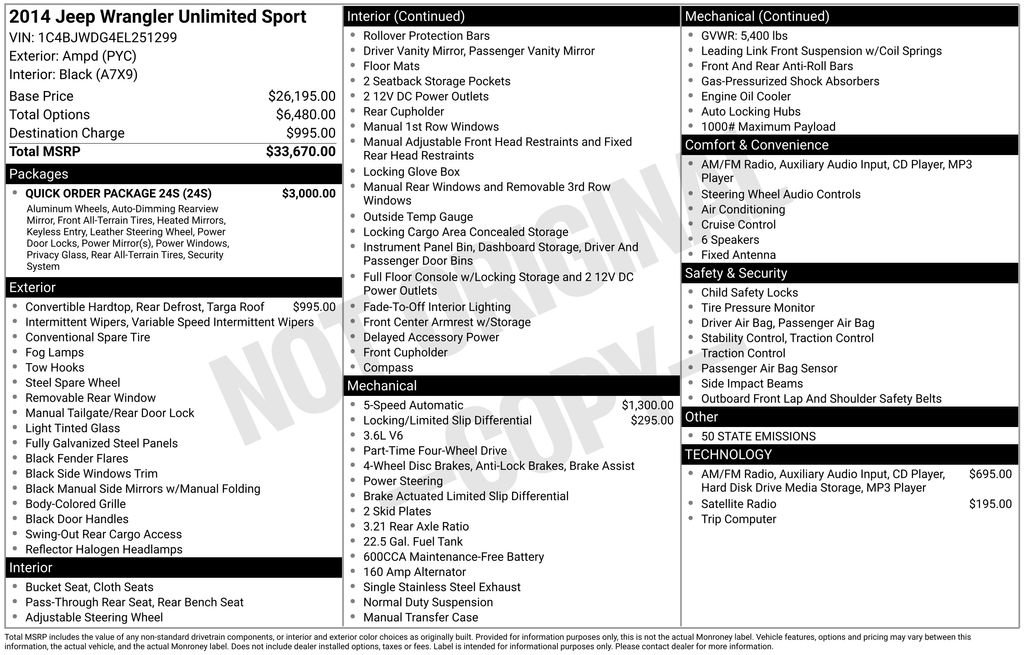 Used 2014 Jeep Wrangler Unlimited Sport w/ Quick Order Package 24S image 15