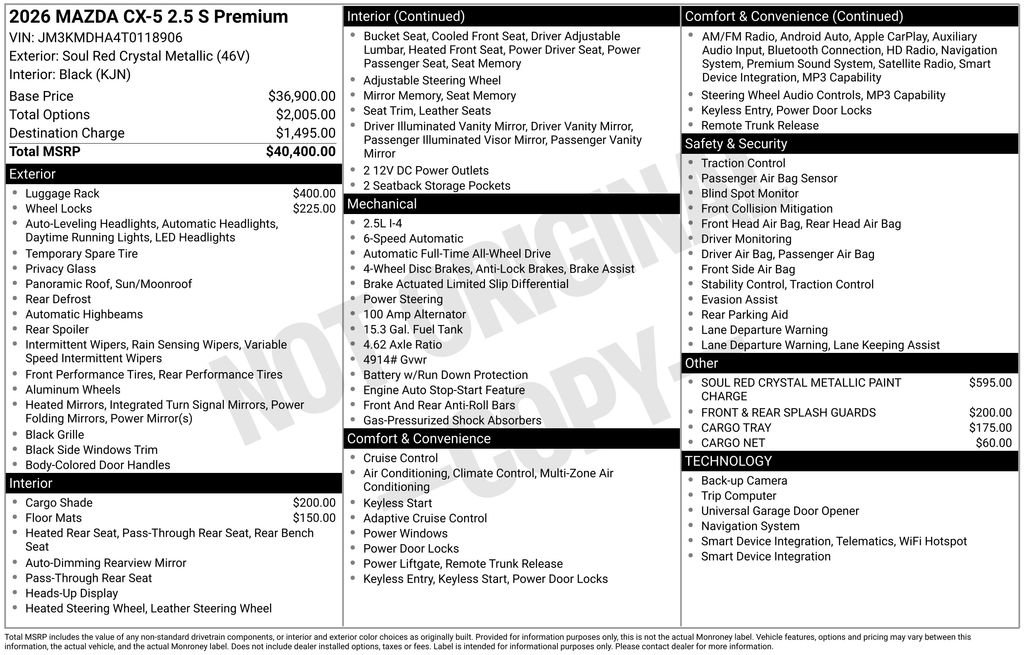 New 2026 MAZDA CX-5 2.5 S w/ Premium Package AWD/4WD image 34