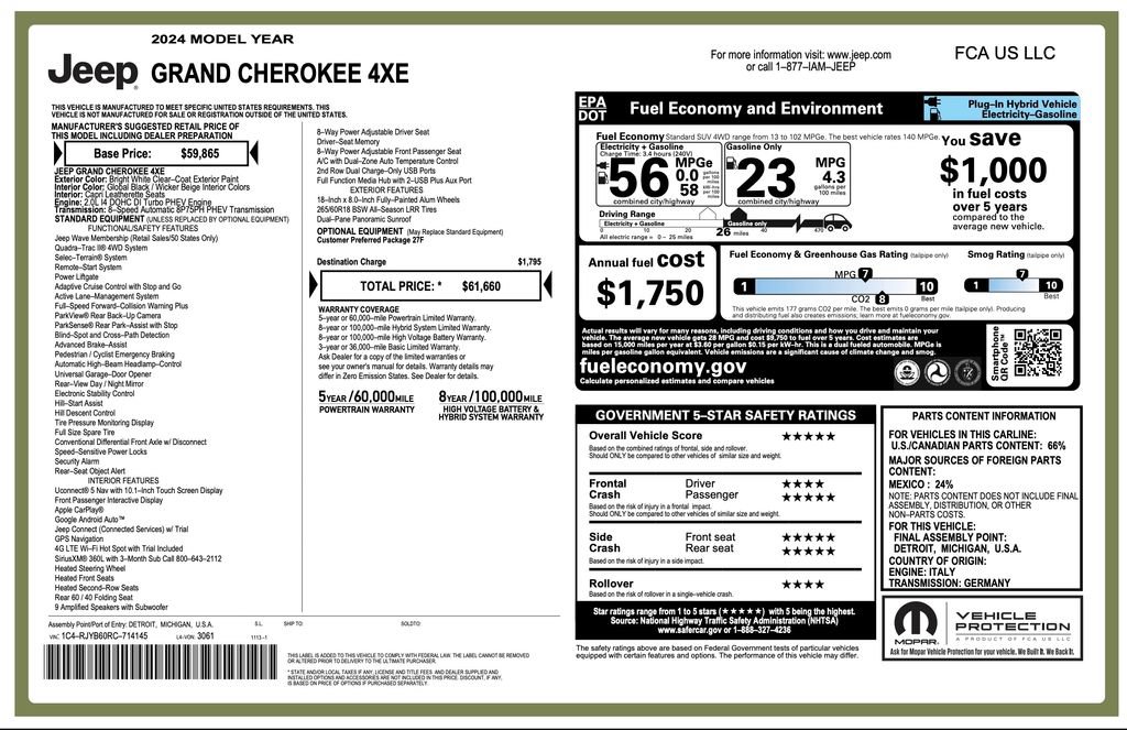 Used 2024 Jeep Grand Cherokee Limited 4xe AWD/4WD image 2