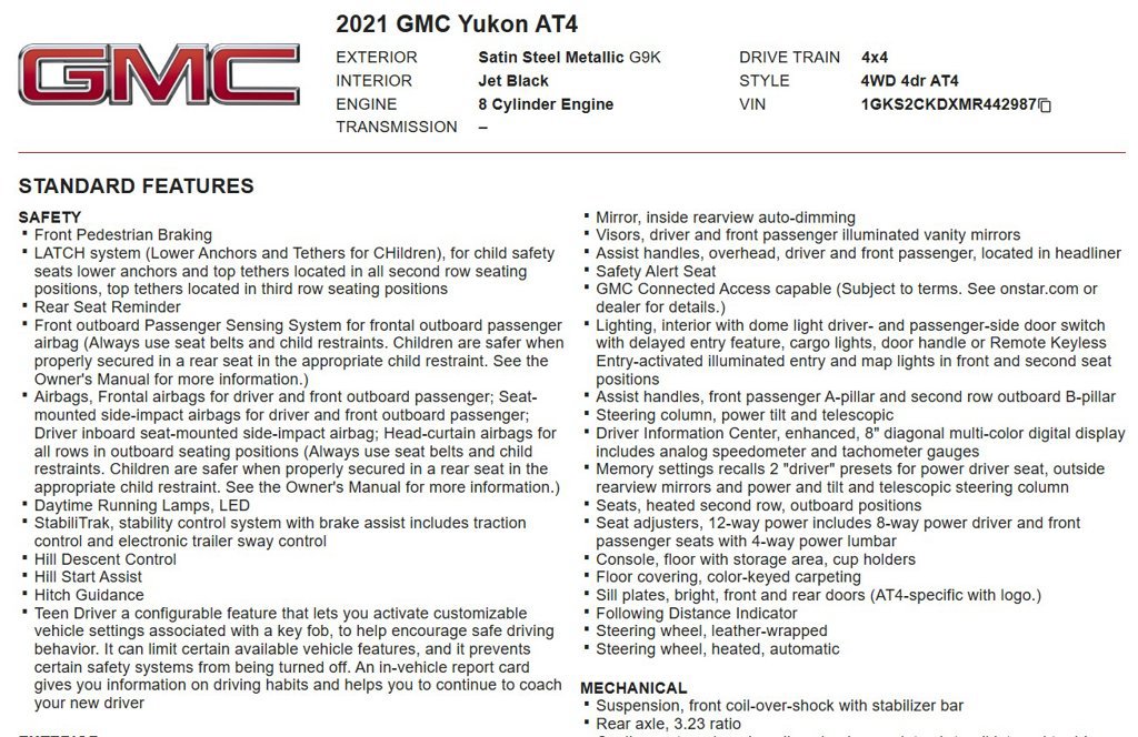 Used 2021 GMC Yukon AT4 w/ Rear Media and Nav Package AWD/4WD image 22