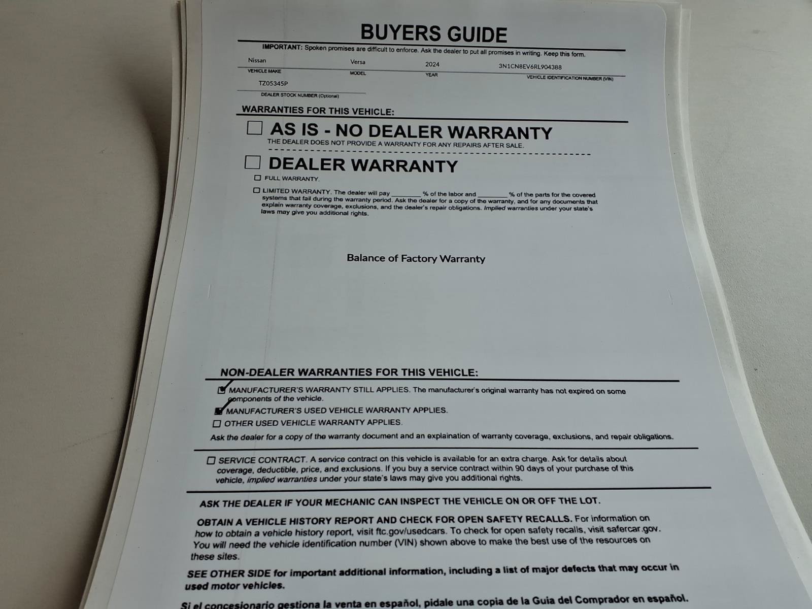Used 2024 Nissan Versa SV FWD image 29