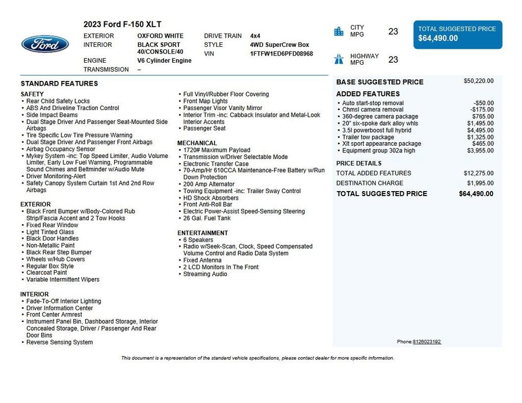 Used 2023 Ford F150 XLT w/ Equipment Group 302A High image 47