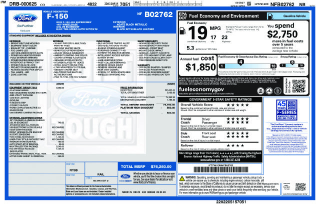 Certified 2022 Ford F150 Platinum w/ Equipment Group 701A High AWD/4WD image 5