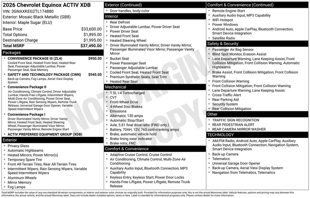 Used 2026 Chevrolet Equinox ACTIV w/ Convenience Package III FWD image 3