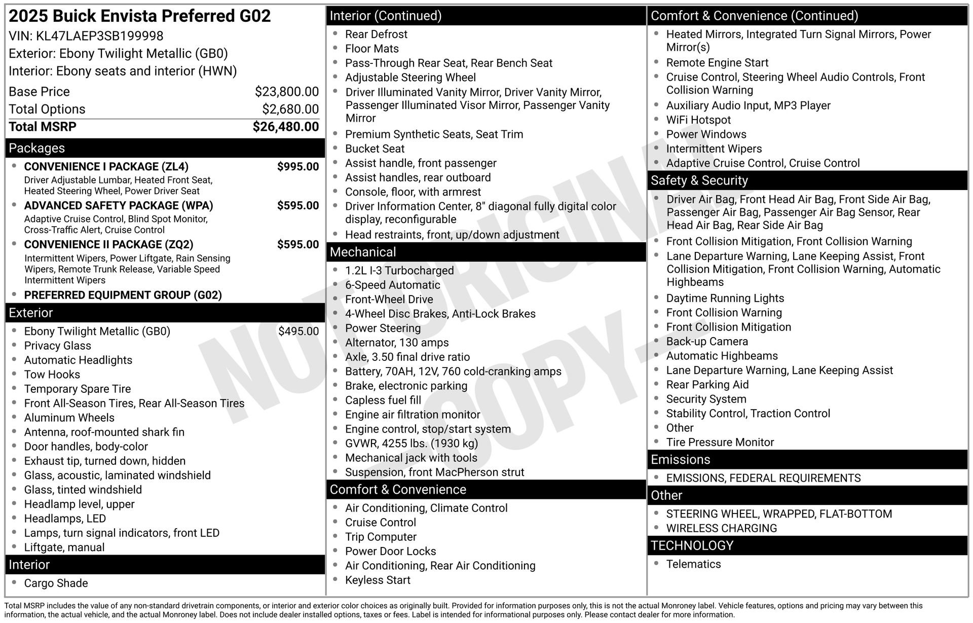 New 2025 Buick Envista Preferred w/ Convenience I Package image 3