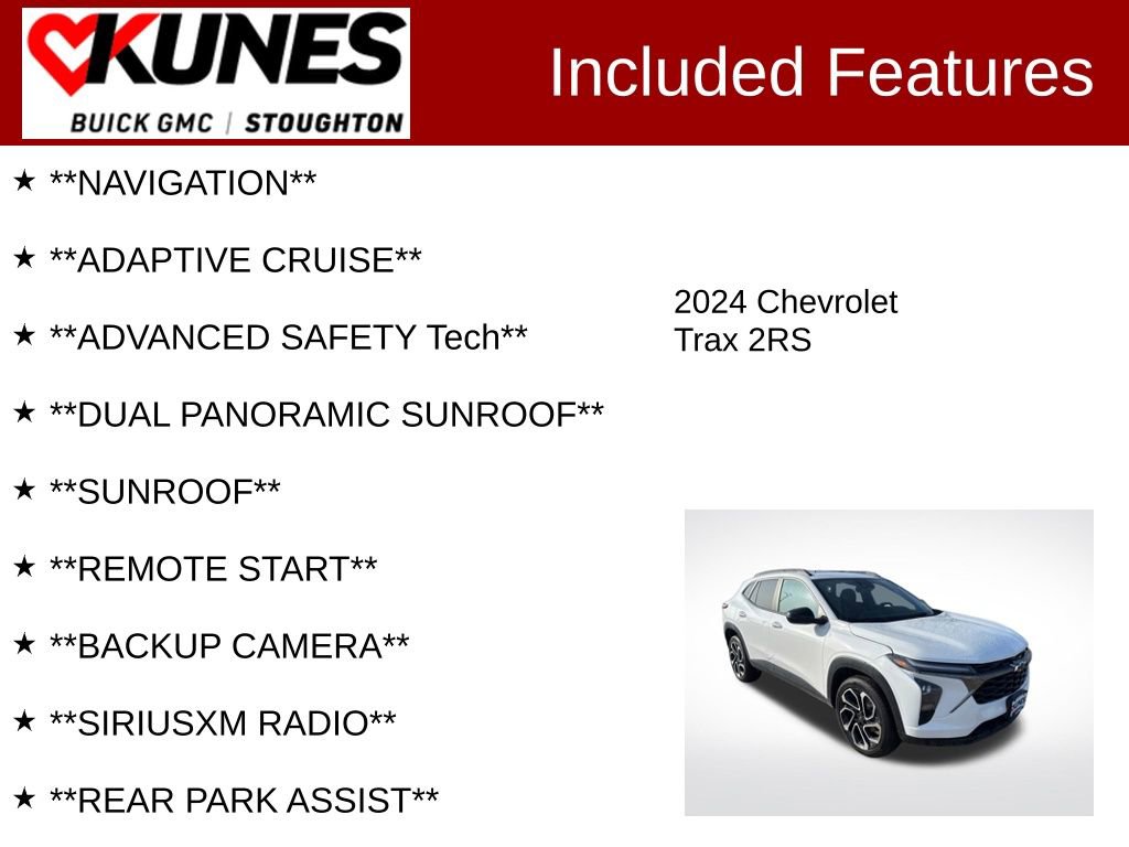 Used 2024 Chevrolet Trax RS w/ Sunroof Package FWD image 2