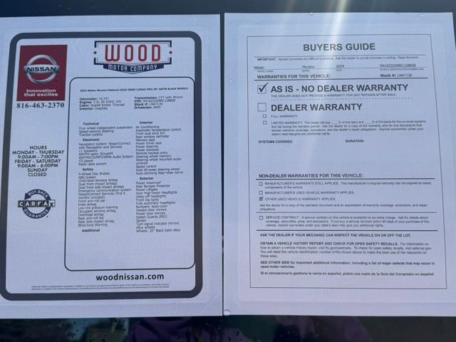 Used 2024 Nissan Murano Platinum w/ Cargo Package image 11