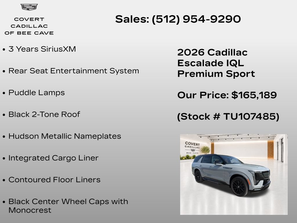 New 2026 Cadillac Escalade IQL Sport 2 w/ LPO, ONYX Package AWD/4WD image 14