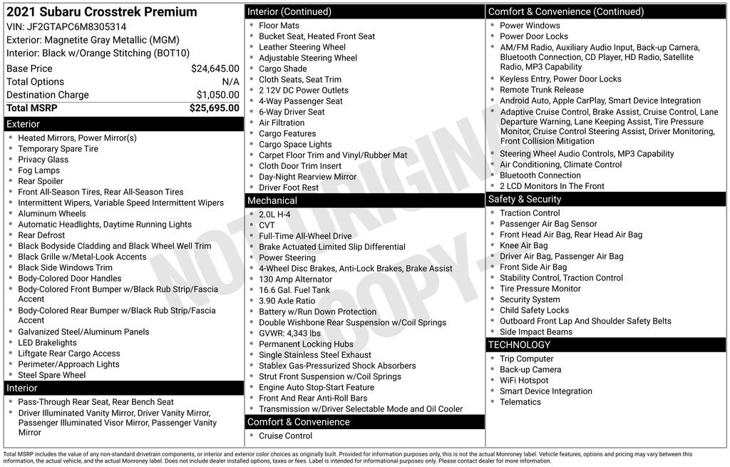 Used 2021 Subaru Crosstrek 2.0i Premium image 24