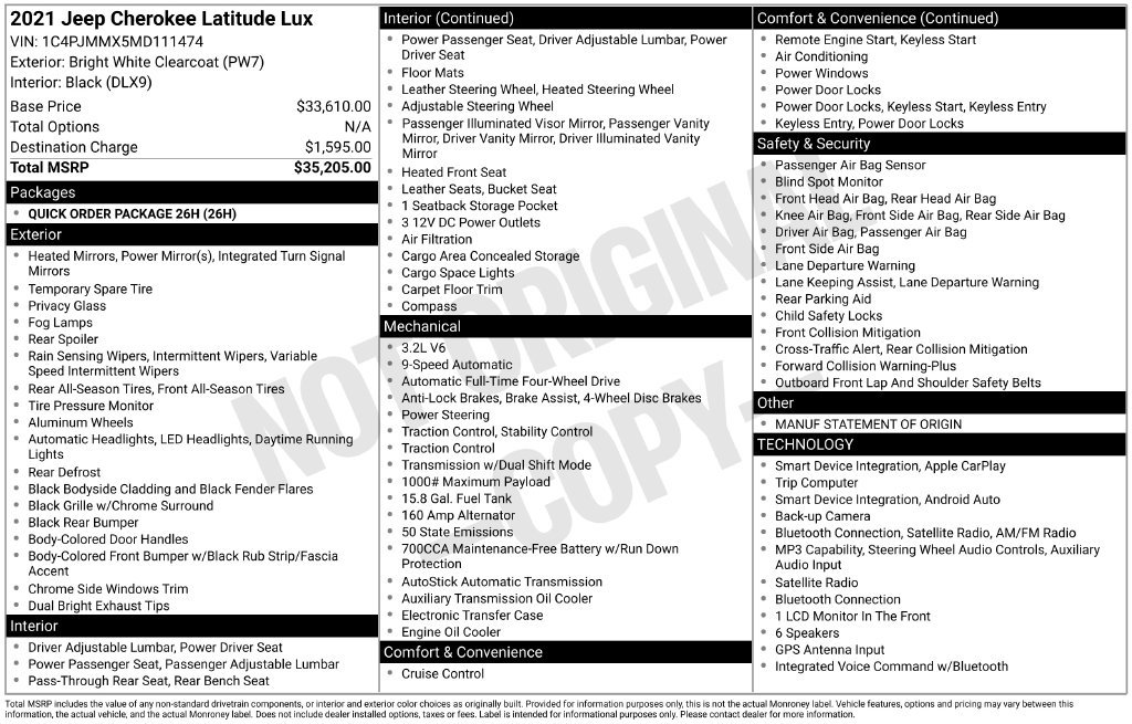 Certified 2021 Jeep Cherokee Latitude Lux AWD/4WD image 41