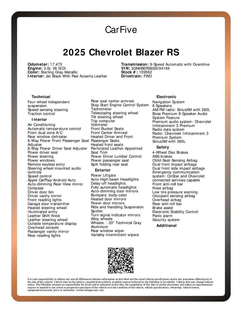 Used 2025 Chevrolet Blazer RS image 33