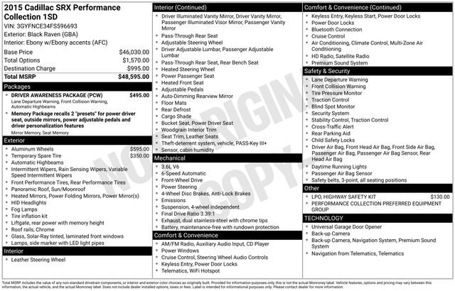 Used 2015 Cadillac SRX Performance w/ Driver Awareness Package image 7
