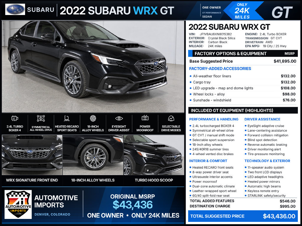 Used 2022 Subaru WRX GT AWD/4WD image 2