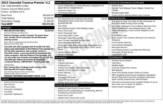 Used 2023 Chevrolet Traverse Premier w/ Redline Edition AWD/4WD image 26