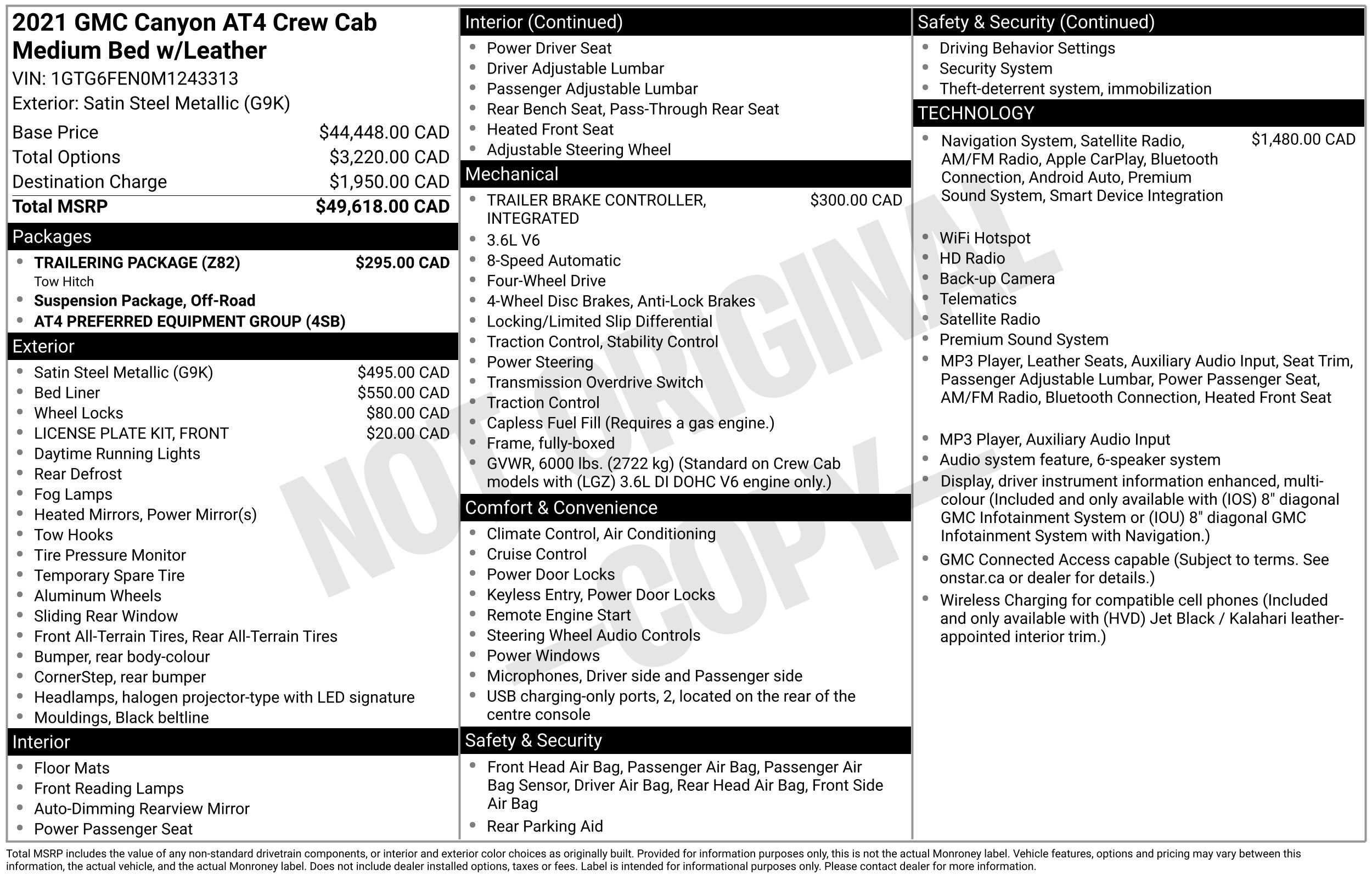 Used 2021 GMC Canyon AT4 w/ Trailering Package AWD/4WD image 2