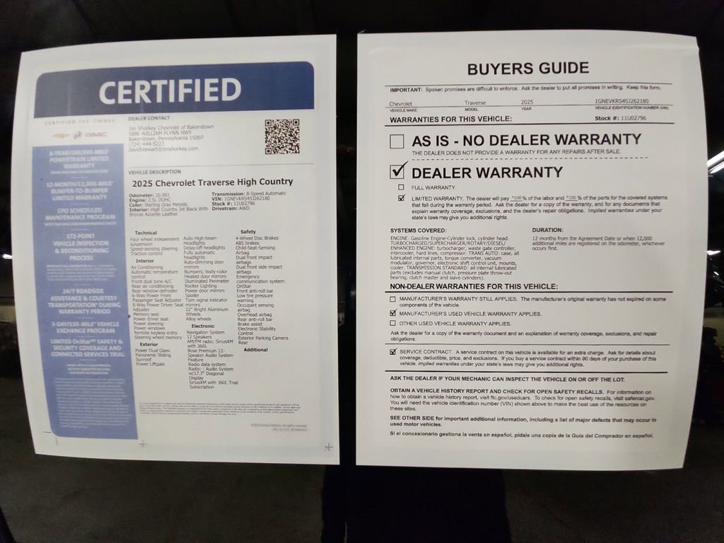 Certified 2025 Chevrolet Traverse High Country w/ LPO, Illumination Package image 37