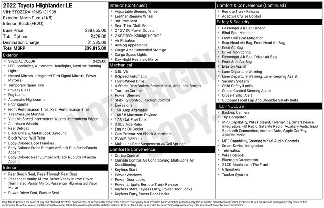 Used 2022 Toyota Highlander LE FWD image 3
