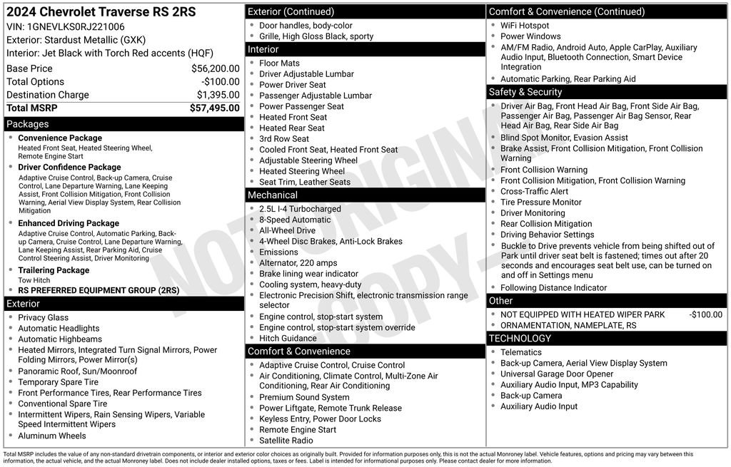 Used 2024 Chevrolet Traverse RS image 2